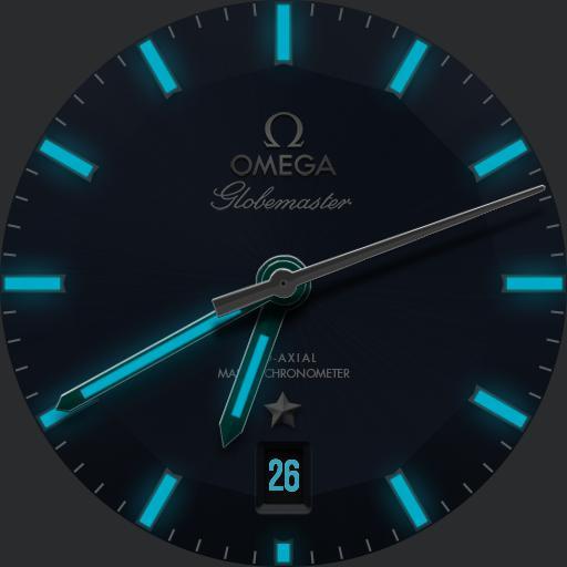 Omega Globemaster Blue slo glo lume options