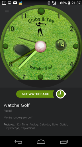 Montre ronde thème Golf