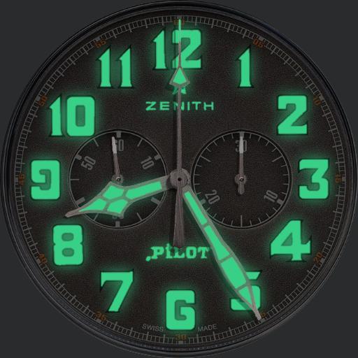ZENITH Heritage Pilot Cafe Racer slo glo lume options