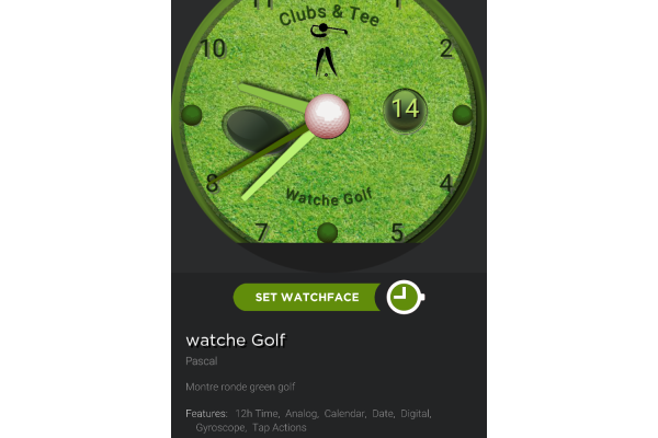 Montre ronde thème Golf