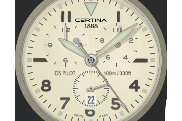 Certina DS 1 Pilot ~ white face