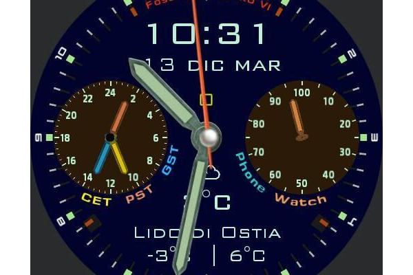 GlikoWatch v6 with 3 TZones plus local