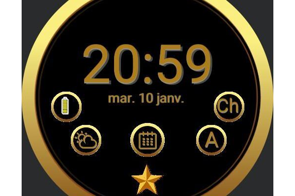 Montre cercle OR, fond noir