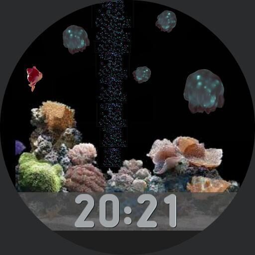 Montre aquarium avec méduses, bulles et poisson animés