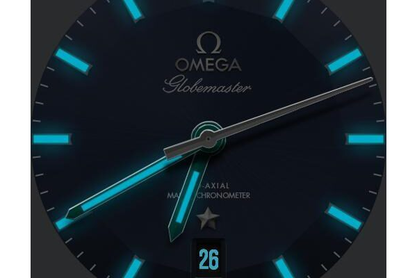 Omega Globemaster Blue slo glo lume options