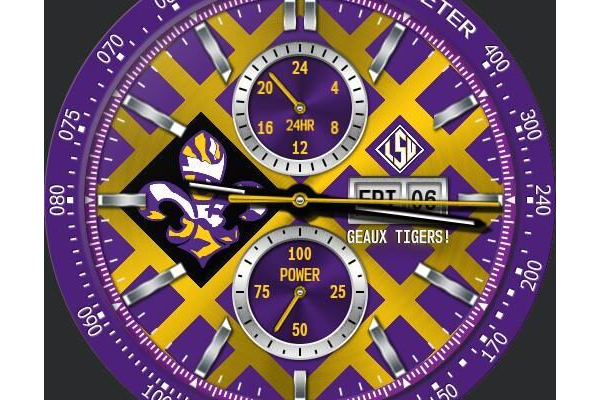 LSU Tigers Modular Racer Watch, Harlequin Pattern, thanks QWW