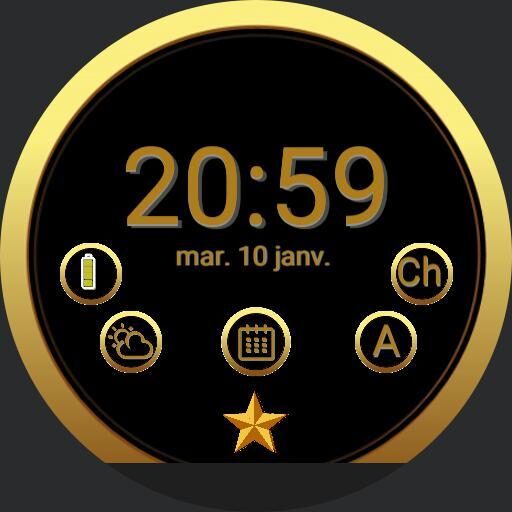 Montre  cercle OR, fond noir