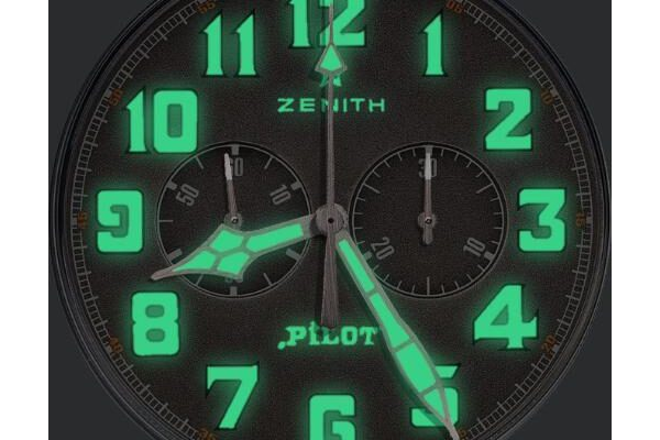 ZENITH Heritage Pilot Cafe Racer slo glo lume options