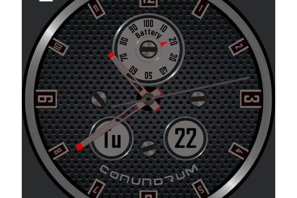 Analog watch with battery meter.