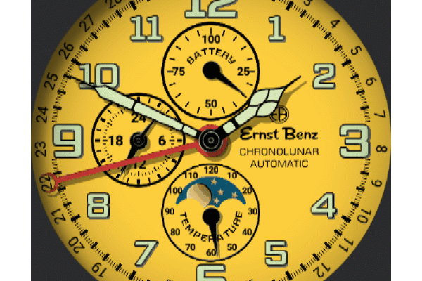 Earth, Moon phase, Weather, analog and digital