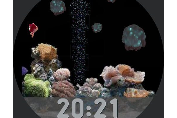 Montre aquarium avec méduses, bulles et poisson animés