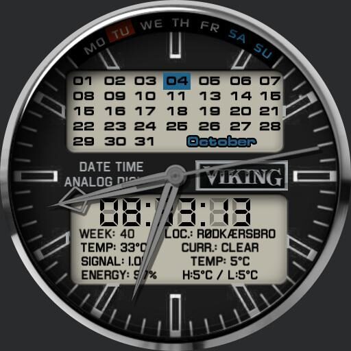 Viking Date Time Silver